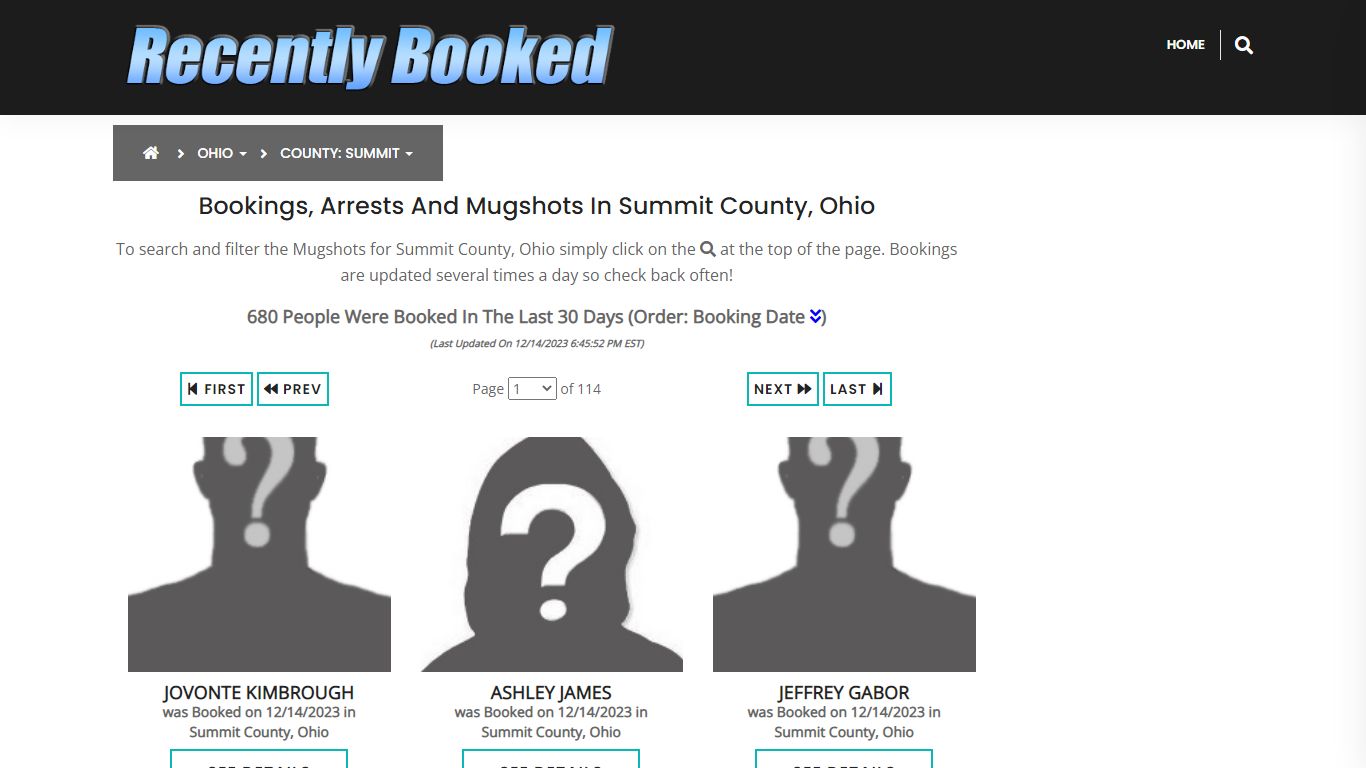 Recent bookings, Arrests, Mugshots in Summit County, Ohio - Recently Booked